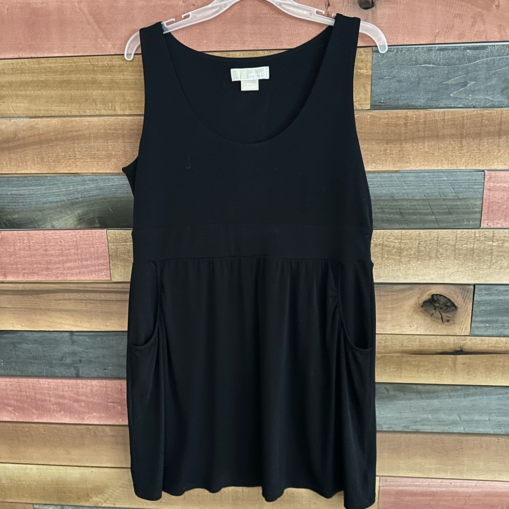 Michael Michael Kors Small Black Sleeveless Jersey Knit Dress Pockets